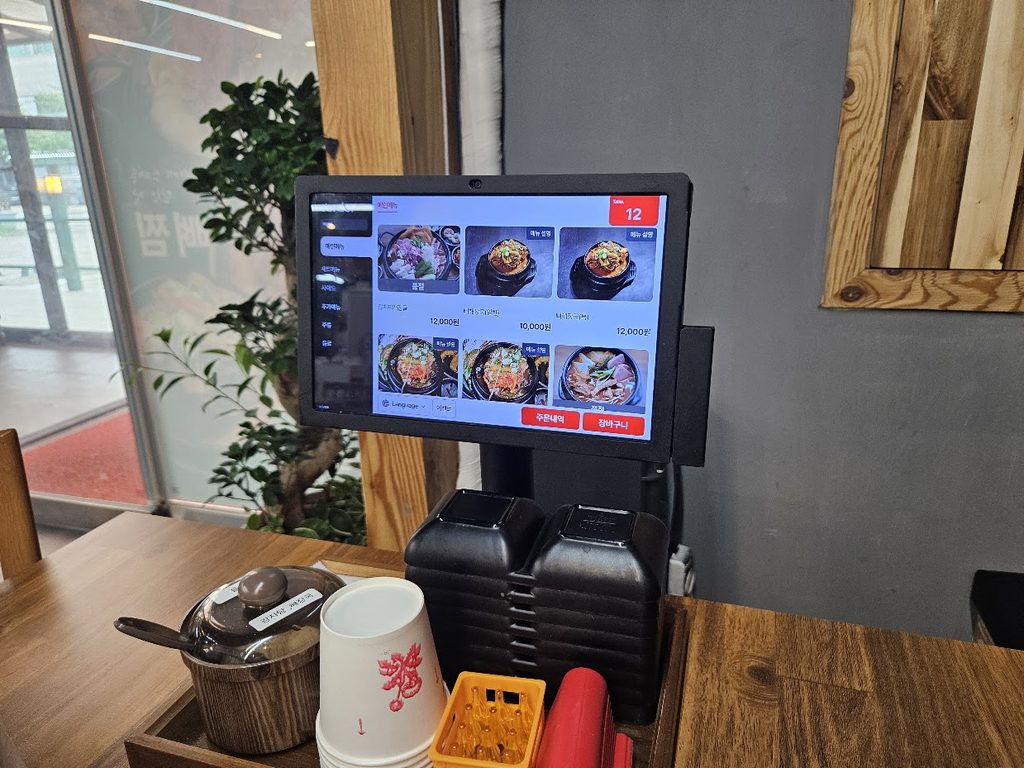 Touchscreen table ordering system at a Korean restaurant near Incheon Airport
